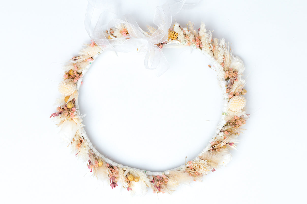 Braut Haarkranz Trockenblumen boho