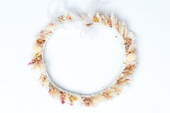 Braut Haarkranz Trockenblumen boho