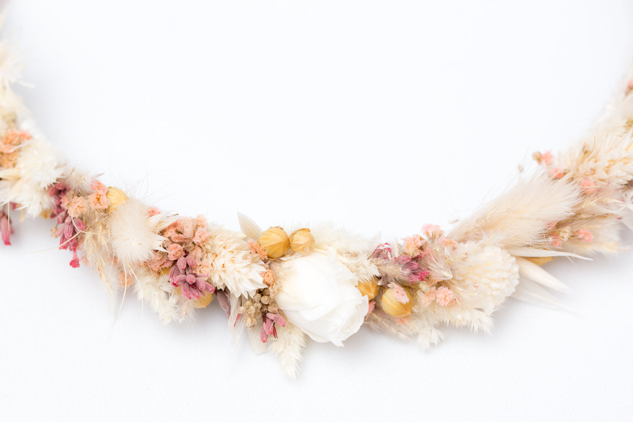 Kopfkranz trockenblumen hochzeit brautkranz
