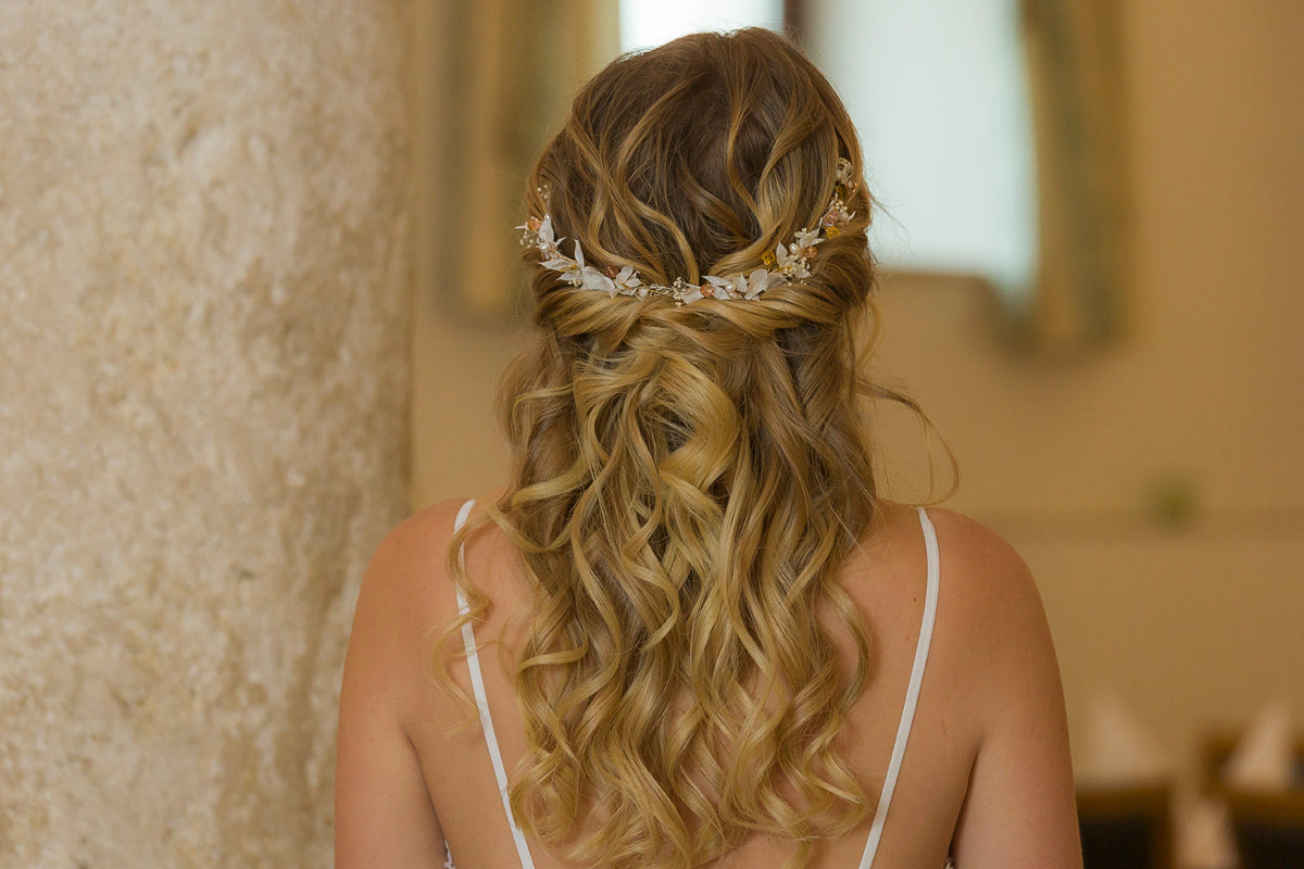 haarband braut trockenblumen perlen hochzeit