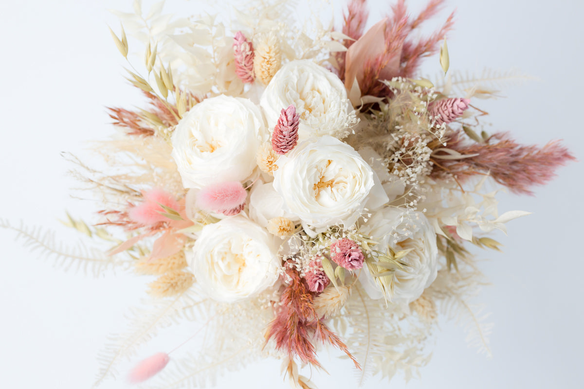 boho brautstrauß echte trockenblumen
