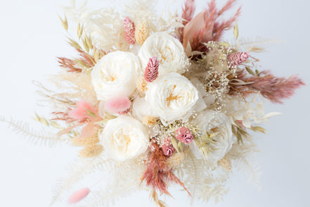 boho brautstrauß echte trockenblumen