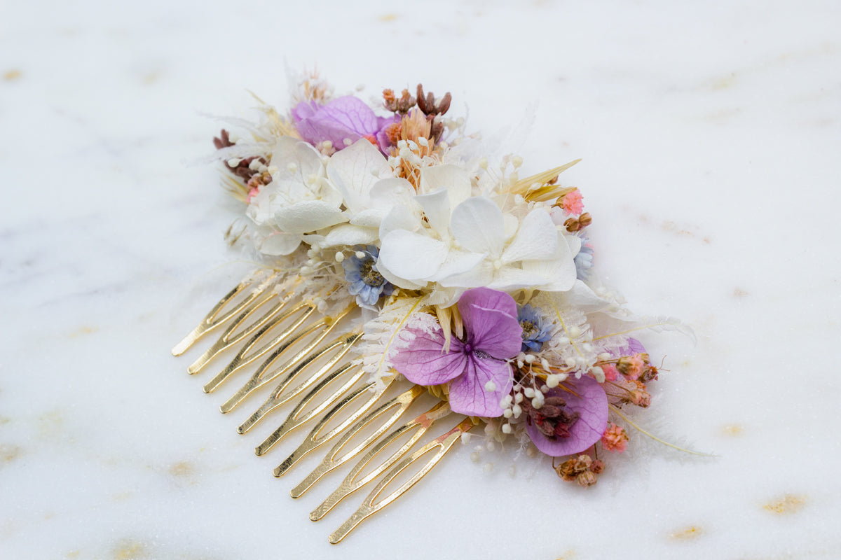 haarkamm trockenblumen hochzeit