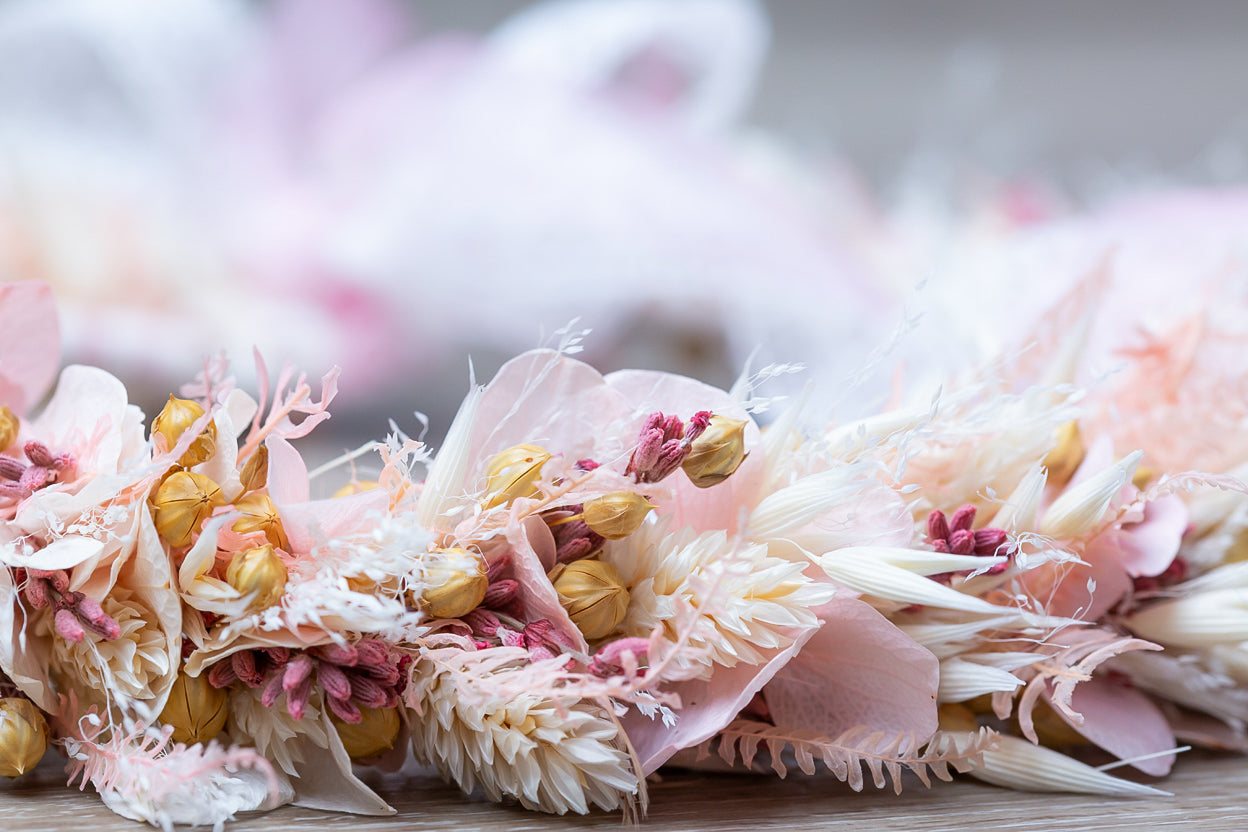 blumenkranz boho hochzeit echte blumen