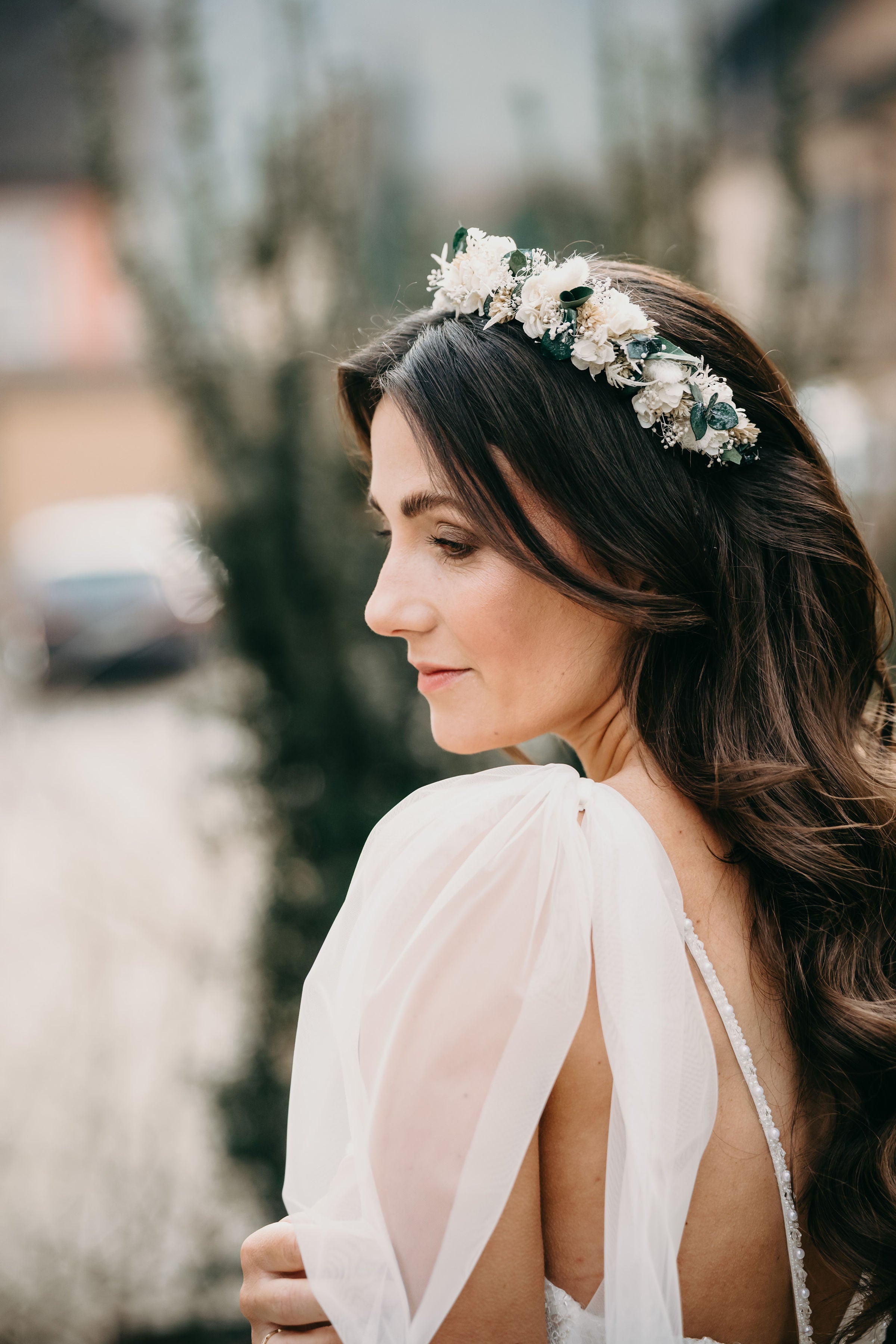 Blumen Haarreif Eukalyptus | Trockenblumen Hochzeit & Dirndl