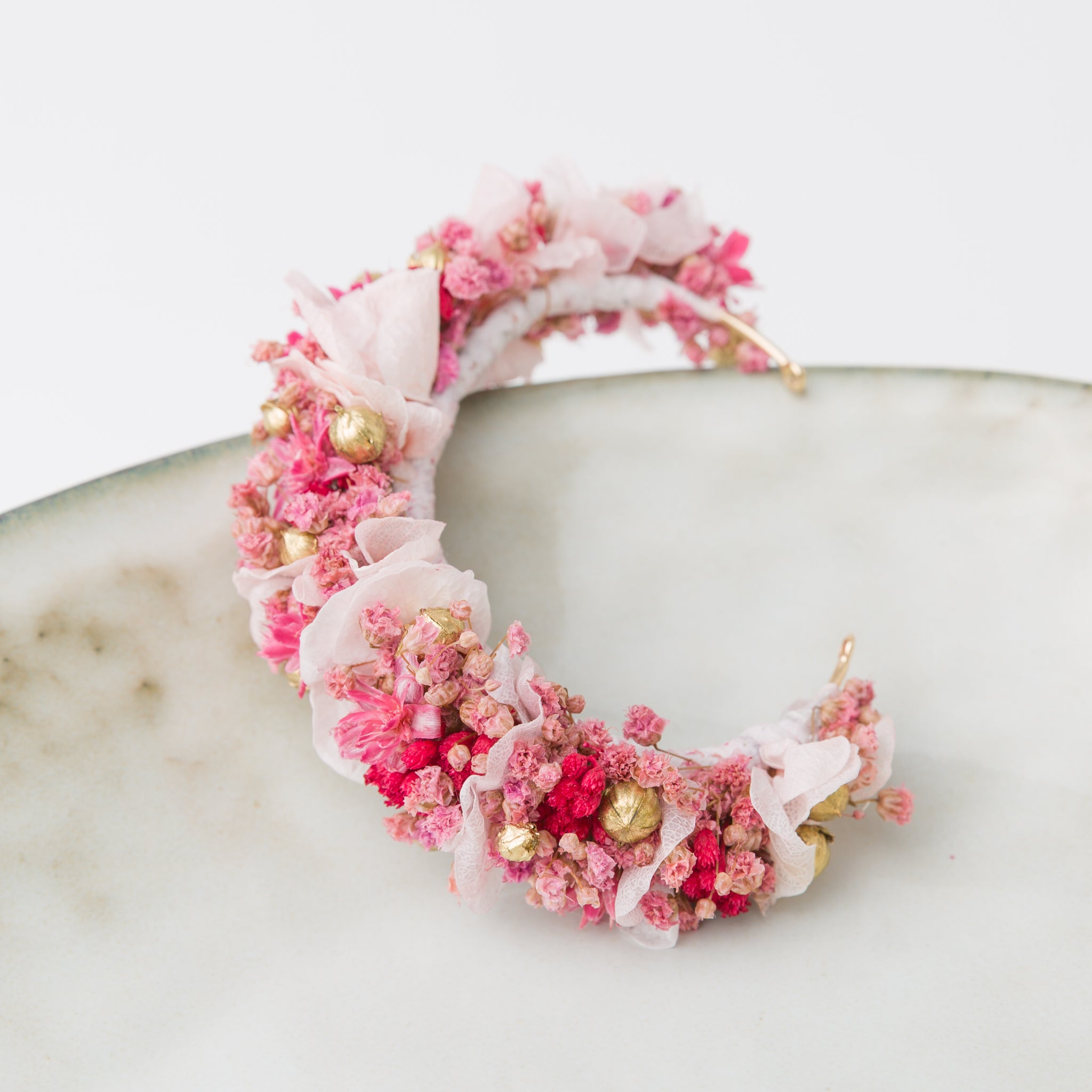 Blumen Armreif| rosa, pink, gold