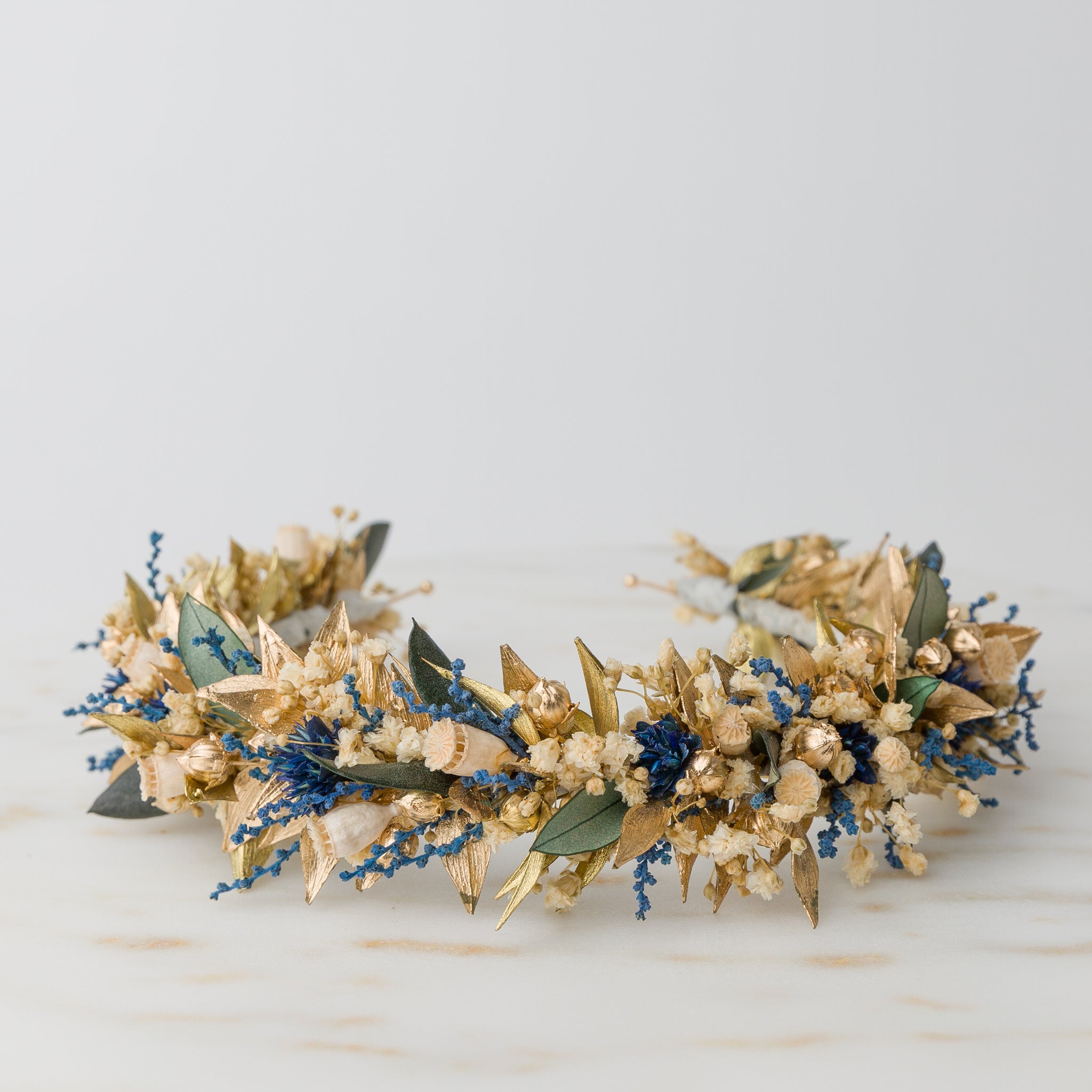 Haarreif Trockenblumen | Mediterranean Blue & Gold