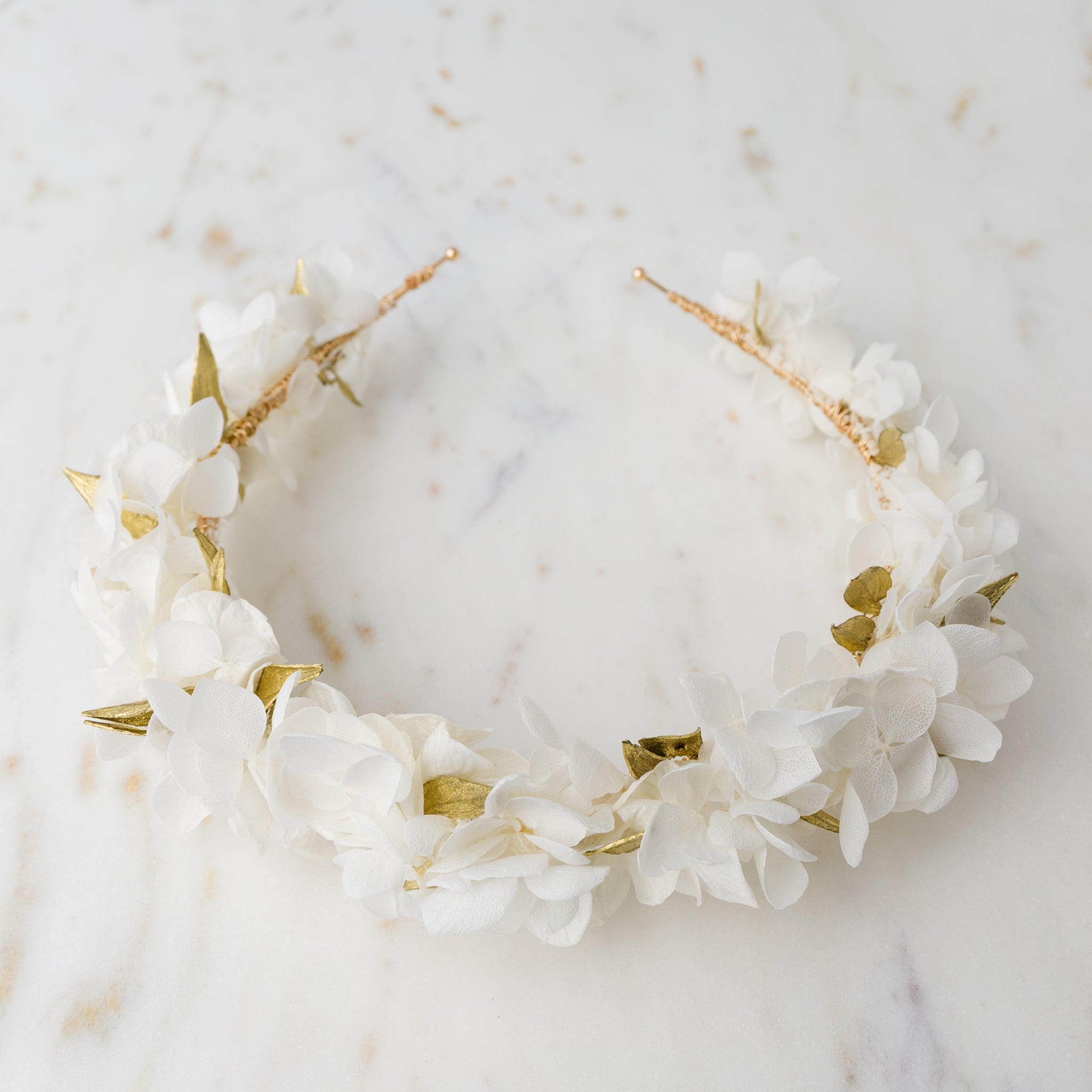 trockenblumen haarkranz gold