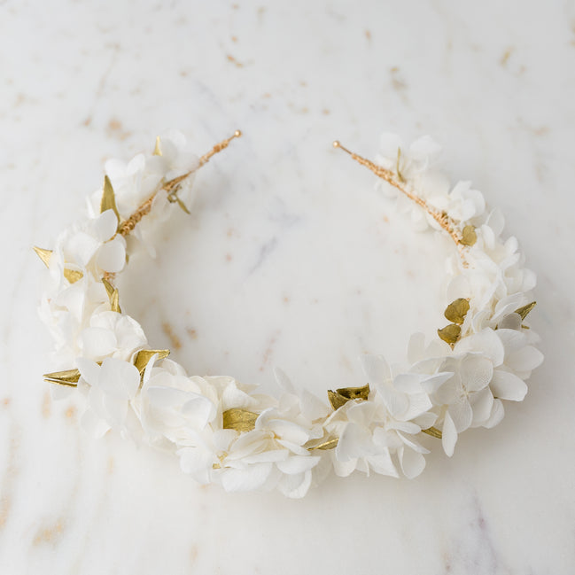 trockenblumen haarkranz gold