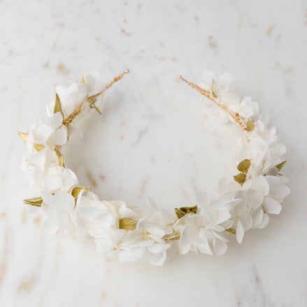 trockenblumen haarkranz gold