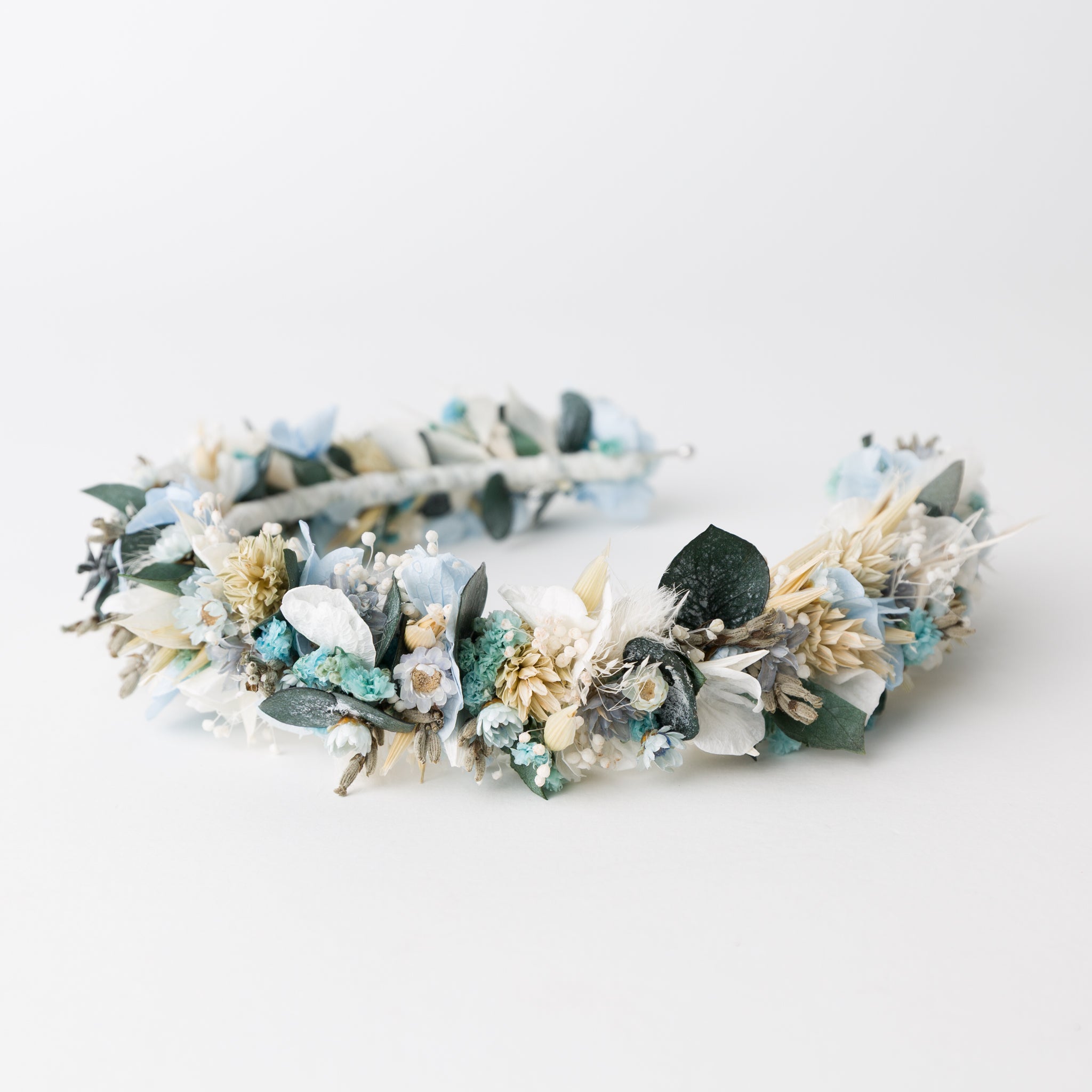 Blumen Haarreif| zartes blau mit Eukalyptus