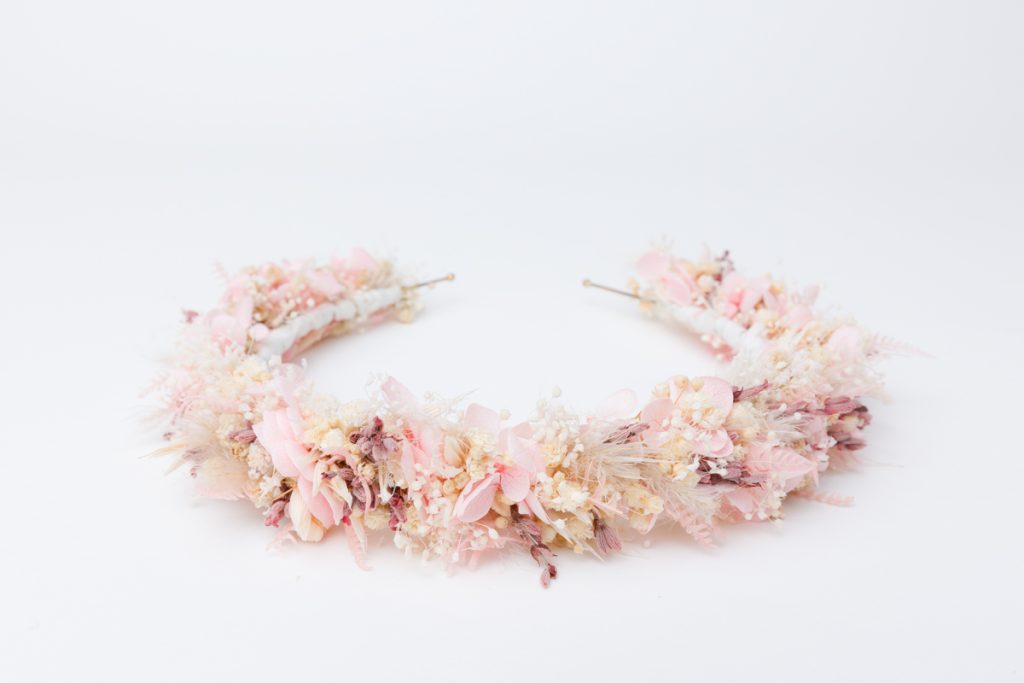 Blumen Haarreif Elfe In Altrosa - Romantischer Kopfschmuck Für Dirndl, Hochzeit & Oktoberfest