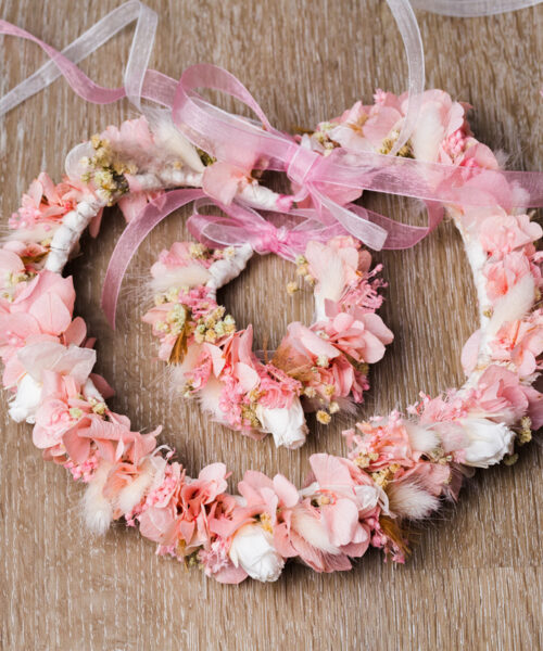 Set aus Trockenblumen für Braut und Brautjungfer