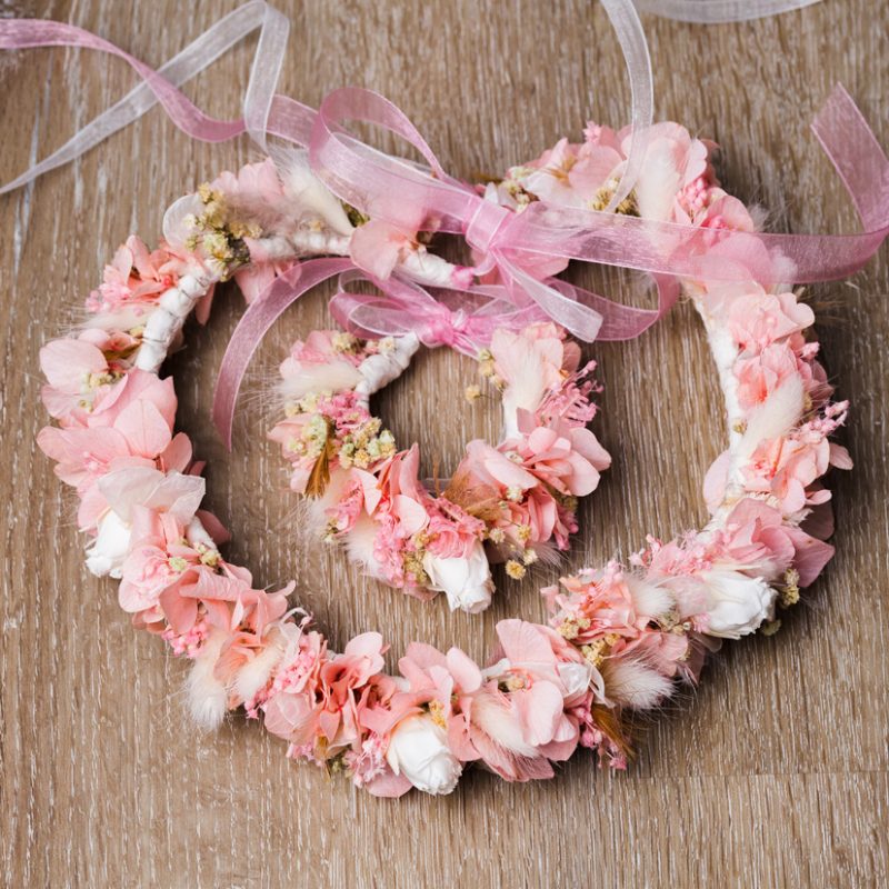 Set aus Trockenblumen für Braut und Brautjungfer
