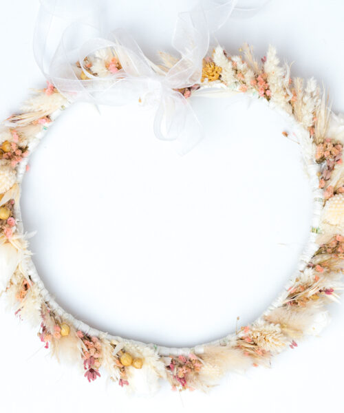 Braut Haarkranz Trockenblumen boho