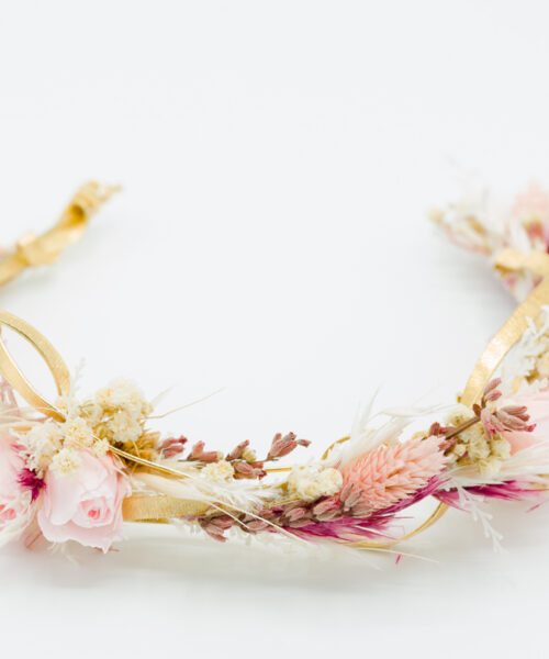 trockenblumen krone gold