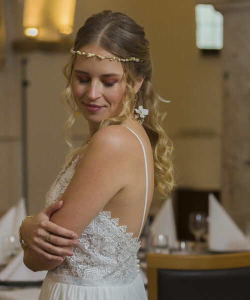 Braut Headpiece trockenblumen perlen