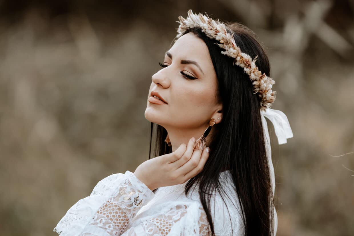 Kopfkranz haare boho hochzeit braut