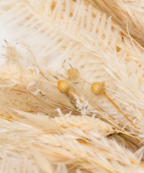 handfächer trockenblumen boho braut