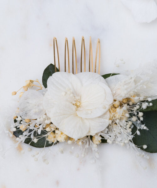 braut haarkamm mit blumen und eukalyptus