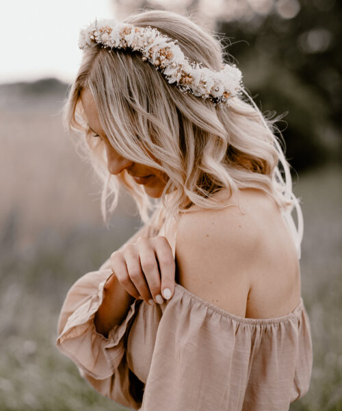 blumen haarkranz hochzeit