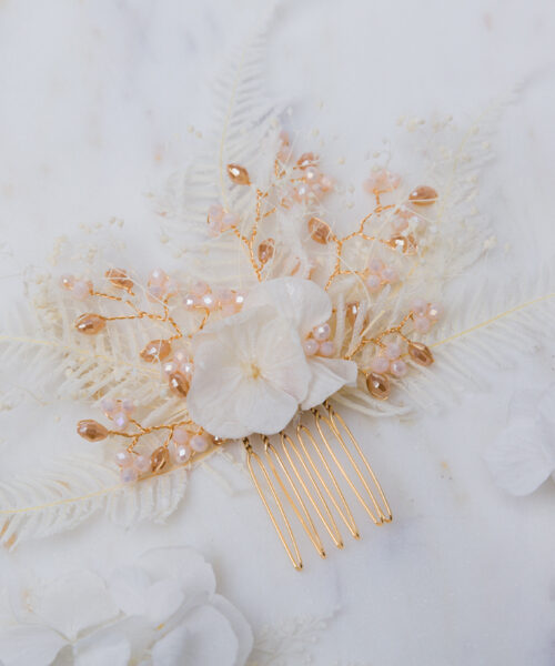 perlen haarkamm trockenblumen seitlich