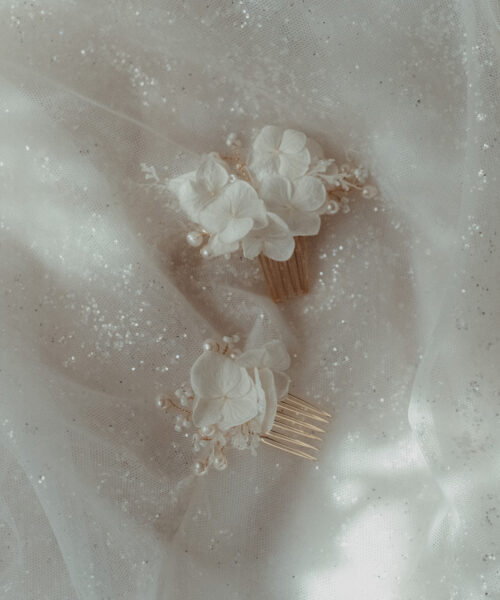 blüten kamm weiß mit perlen