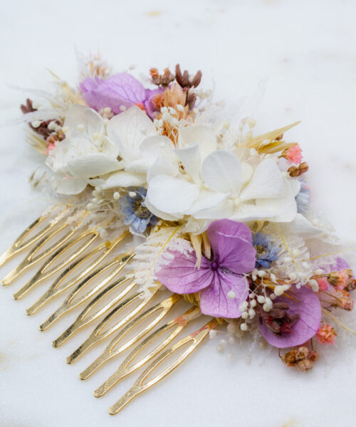 haarkamm trockenblumen hochzeit